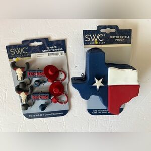 Water Cup Accessories Texas Set TX Straw Toppers & Texas Water Coin Purse Pouch